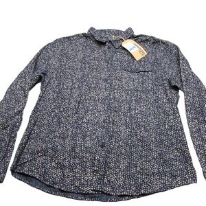 Another Influence Chambray Shirt Men XL Blue Geometric Cotton Long Sleeve NEW